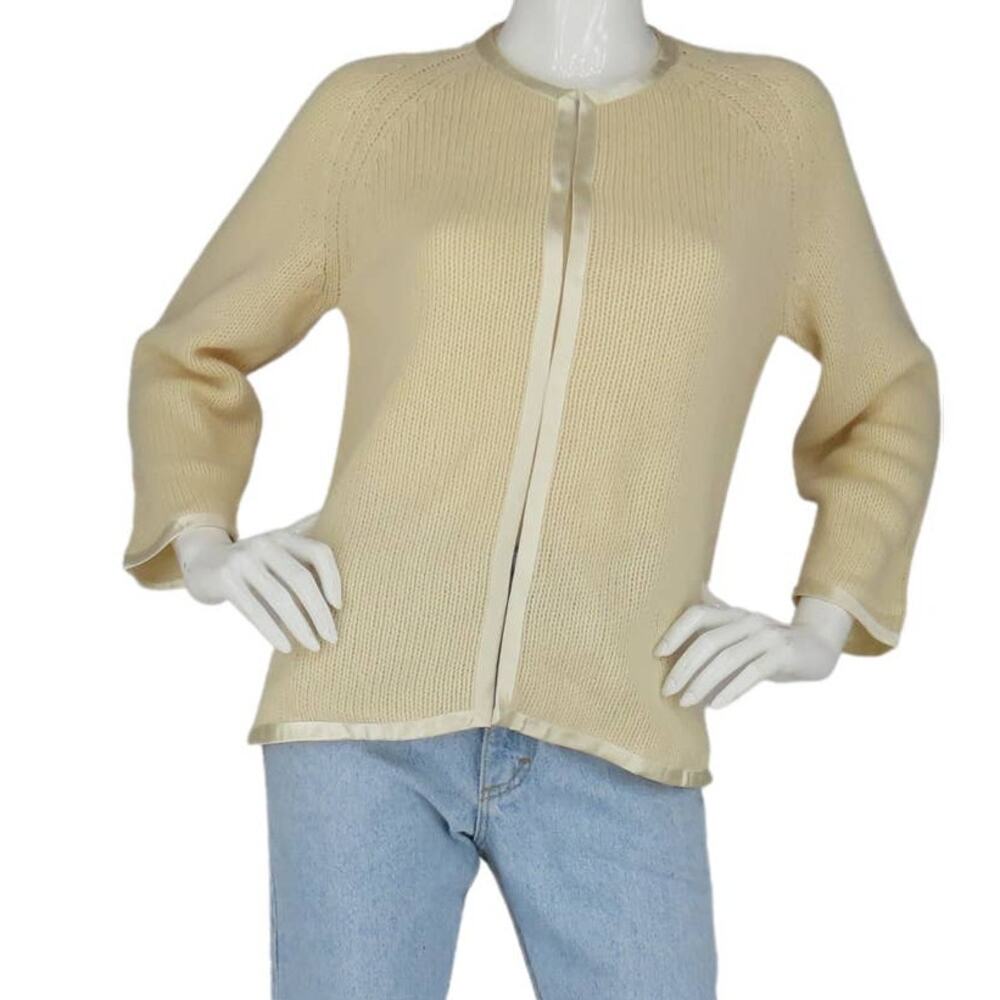 Vintage Neusteters Wool Angora Rabit Hair Nylon Satin Ribbon Cardigan Sweater